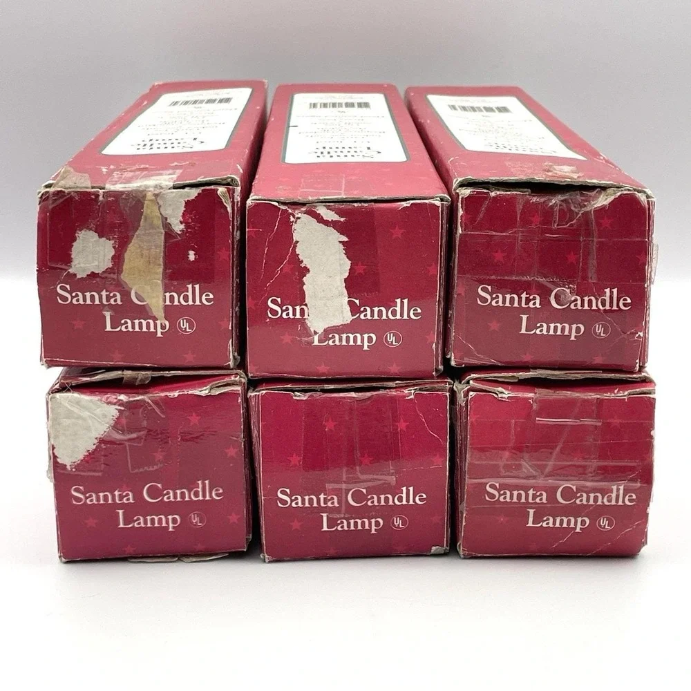 Vintage Trimmings Etc Santa Candle Lamps Set of 6 Tested‎ Working 1990s W/ Boxes